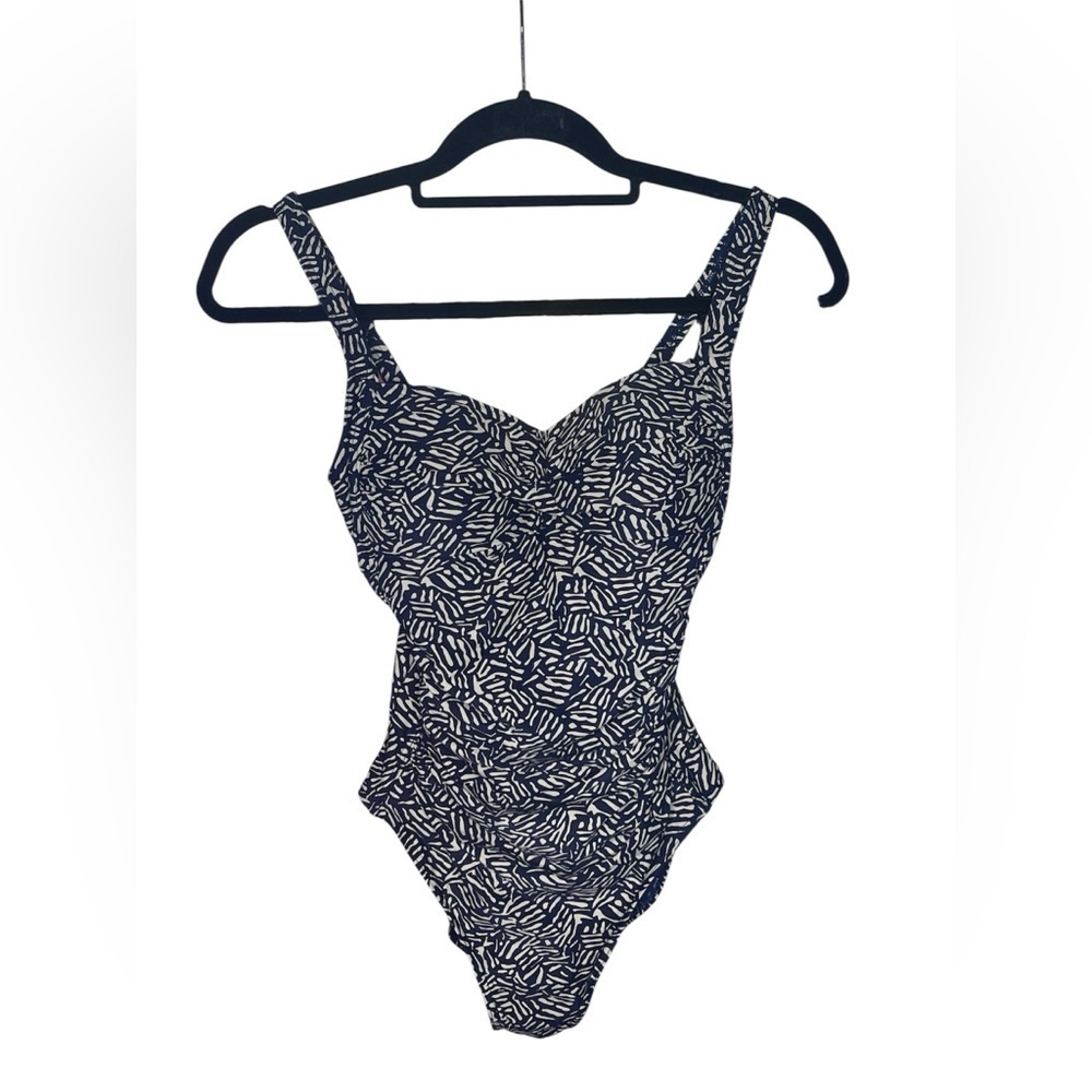 NWOT Bond-eye Australia Nip tuck Blue and White One Piece Swimsuit Size 4